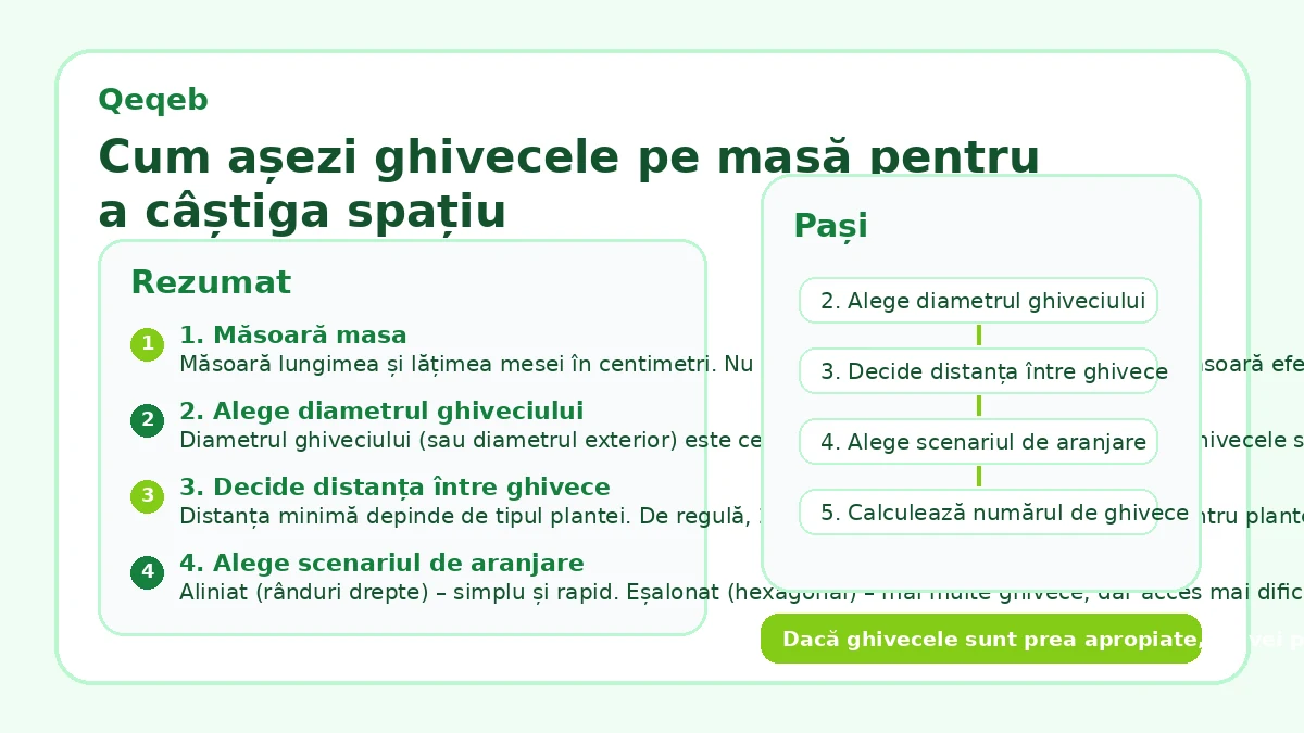Cum așezi ghivecele pe masă pentru a câștiga spațiu