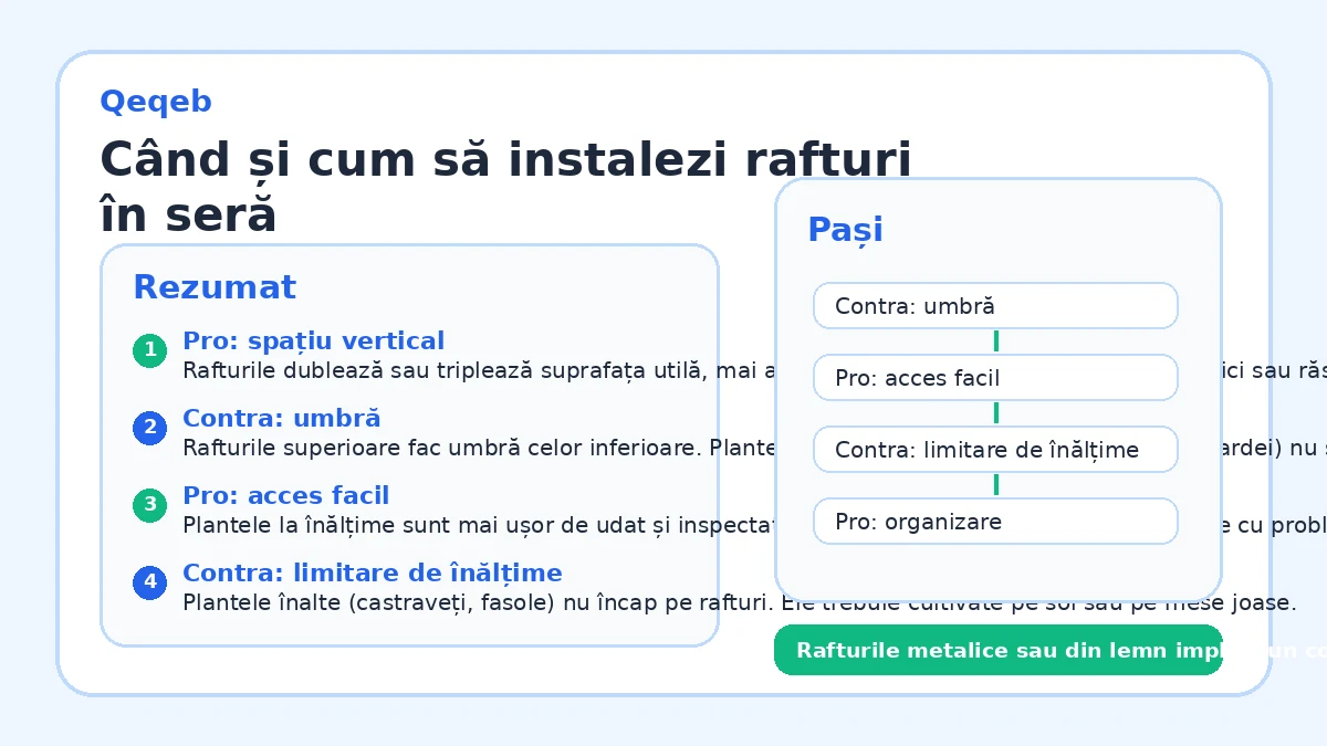 Când și cum să instalezi rafturi în seră